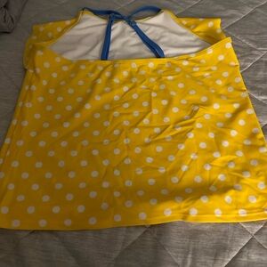 Lands End Kids Yellow Polka Dot 2 Piece Tankini